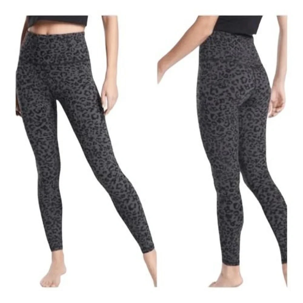 Athleta elation leopard animal print black and gray leggings 23702